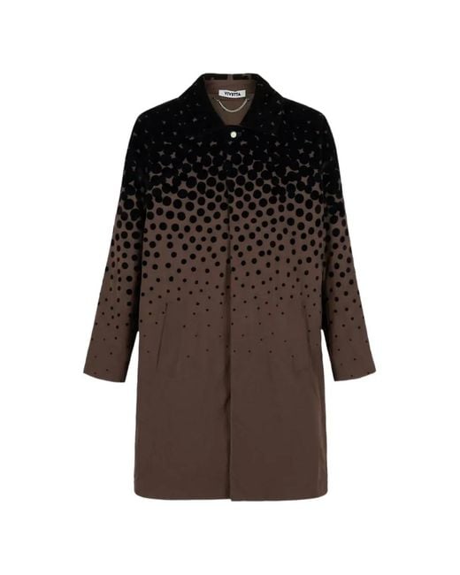 Vivetta Brown Flocked-Polka-Dot Trench Coat for men