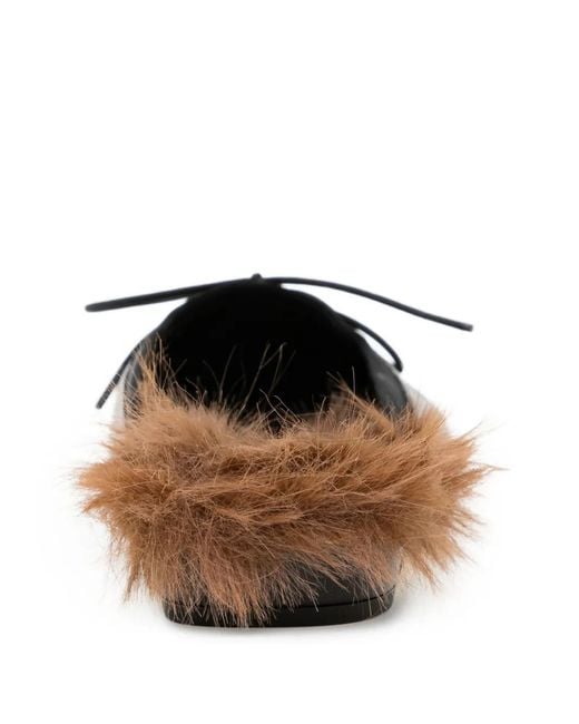 Simone Rocha White Faux-Fur Lined Pointe Mules