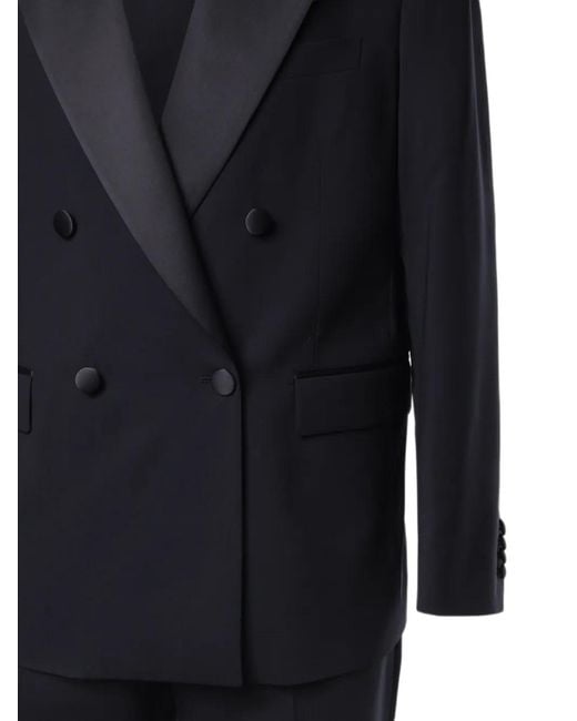 Lardini Blue Double-Breasted Peak-Lapel Suit for men