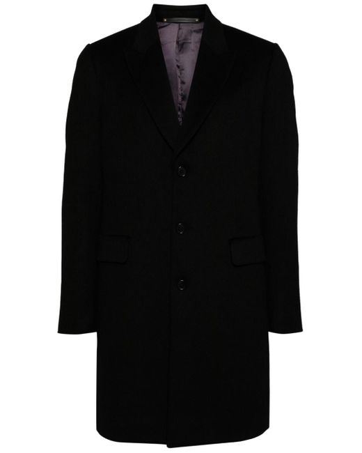 Paul Smith Black Single-breasted Cashmere Coat for men
