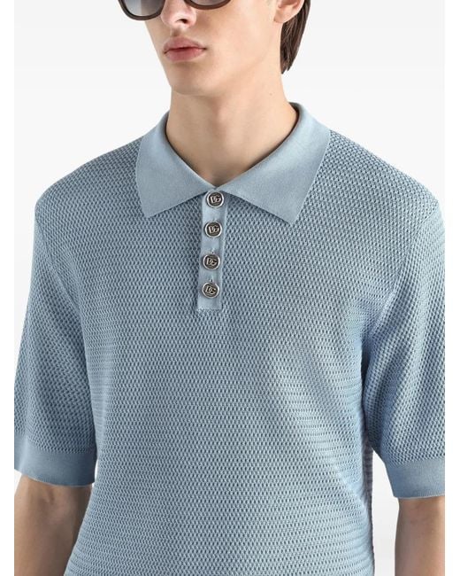 Dolce & Gabbana Blue Polo En Soie for men