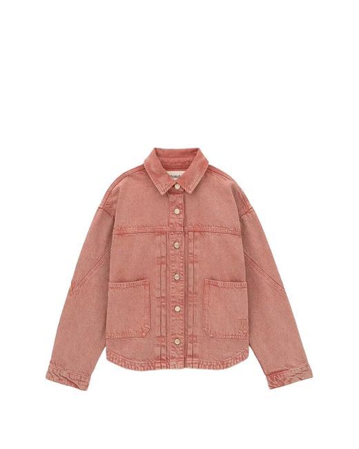 Ba&sh Pink Runo Panelled Button-Up Denim Jacket
