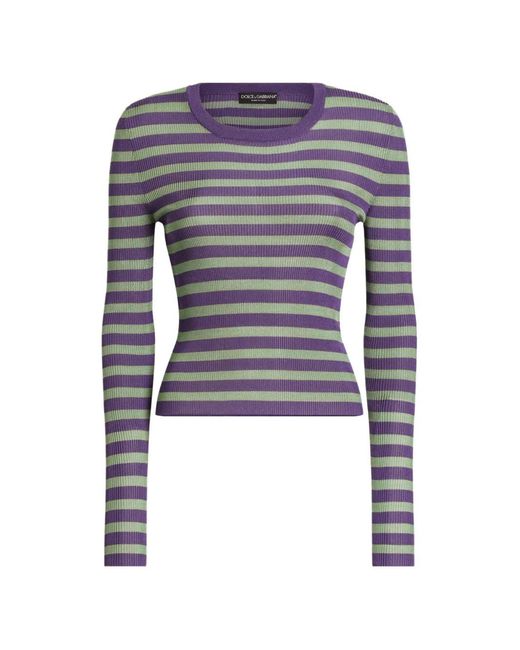 Dolce & Gabbana Purple Striped Sweater