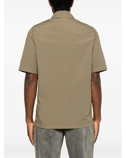 Iceberg Green Zip-Up Contrast-Trim Shirt for men