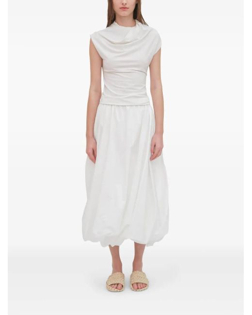 Rosetta Getty White Twisted Midi Skirt