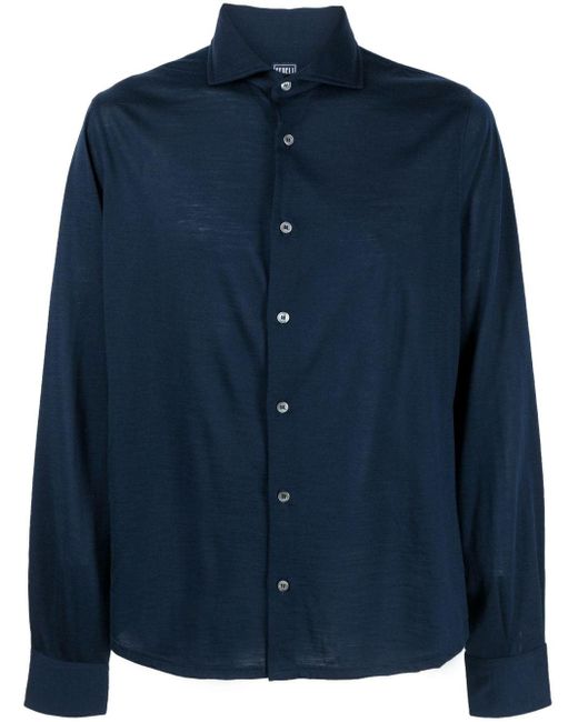 Fedeli Blue Iconic Jason Button-up Shirt for men