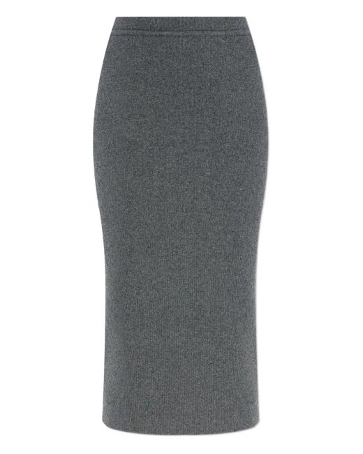 Tom Ford Gray Cashmere And Cotton Midi Skirt