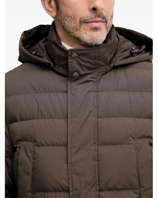 Geox Brown Hooded-Neck Padded Jacket for men