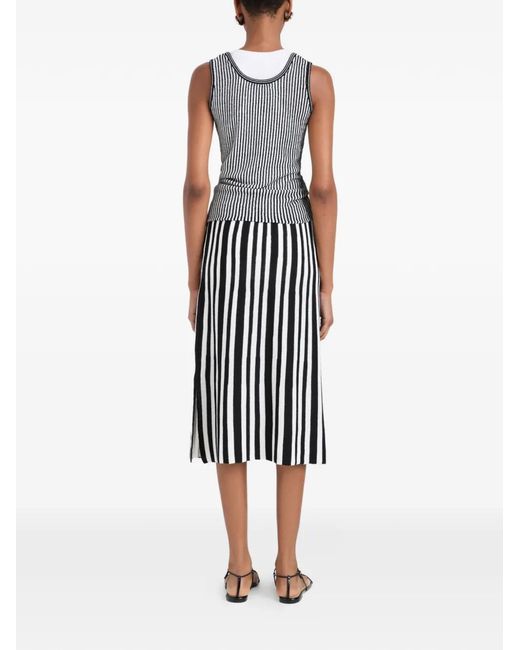 Proenza Schouler Black Lennox Stripe-Pattern Rib-Knit Top