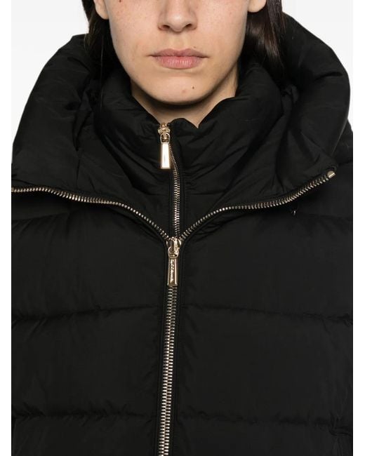 Moorer Black Klie Quilted Hooded Coat