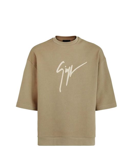 Giuseppe Zanotti Natural Logo-Embroidered T-Shirt for men