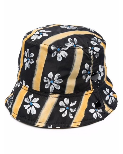 Marni Cotton Floral-print Bucket Hat in Black for Men | Lyst UK