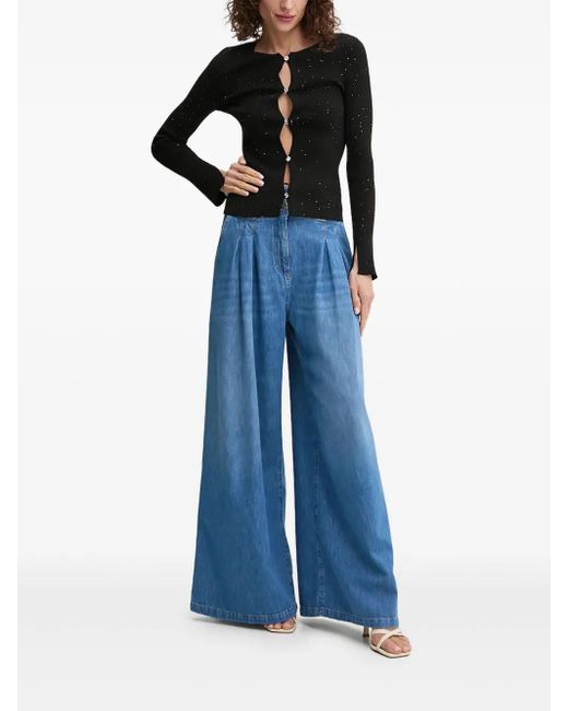 Guess Blue Sequin-Embellished Split-Cuff Cardigan