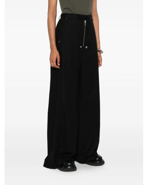 Rick Owens Black Zip-Fly Button Trousers
