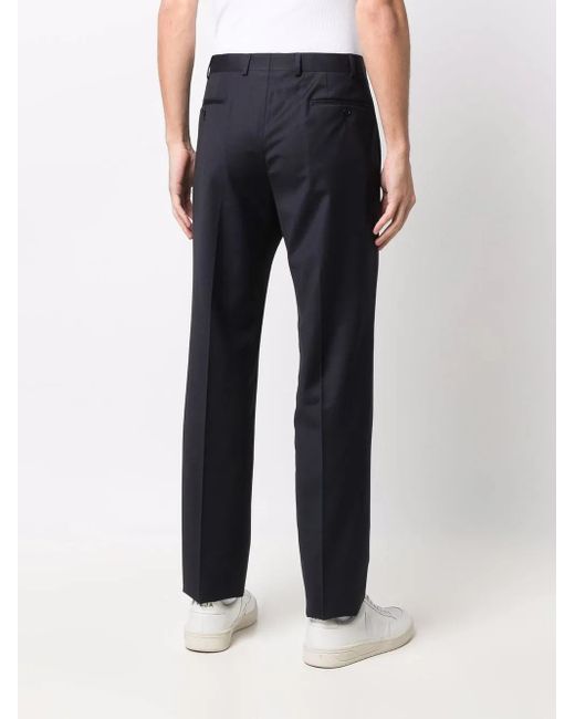 Emporio Armani Blue Tapered-Leg Tailored Trousers for men