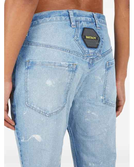 Bstroy Blue Paint-Splatter Jeans