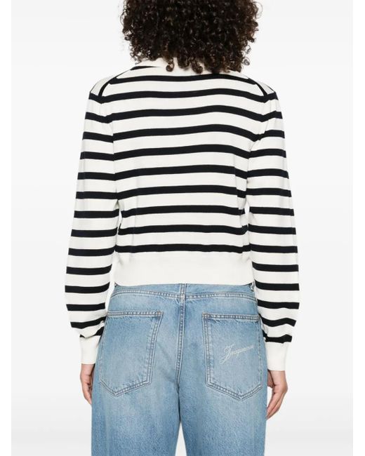 A.P.C. White Gaëlle Striped Button Cardigan