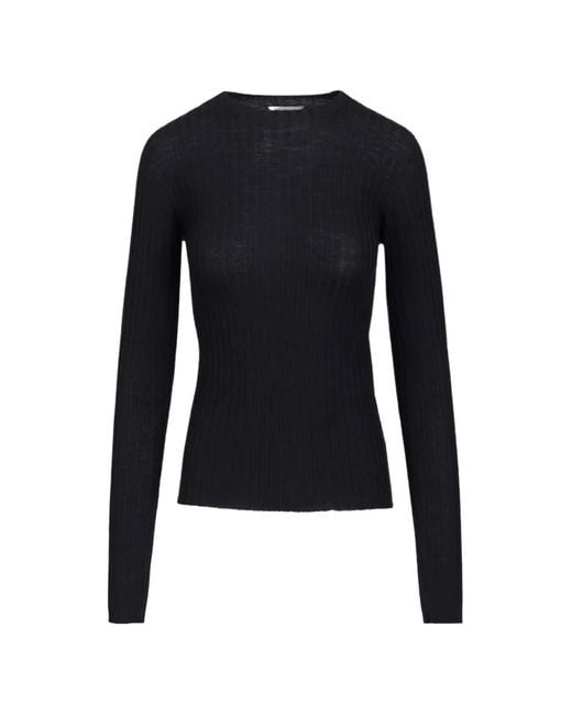Balenciaga Blue Ribbed-Knit Seamless Sweater