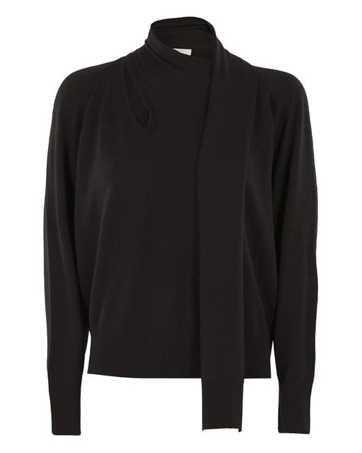 Zanone Black Neck-Tie Sweater