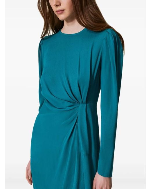 Twinset Blue Crepe-De-Chine Dress