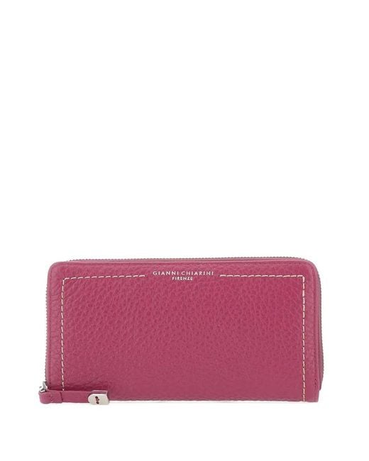 Gianni Chiarini Purple Zip Grain Leather Wallet