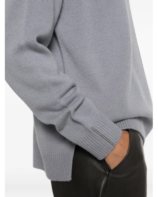 Peserico Gray High-Neck Raglan-Sleeve Sweater