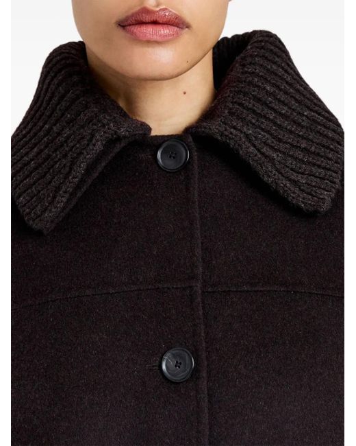 Proenza Schouler Black Lisa Knitted-Collar Coat