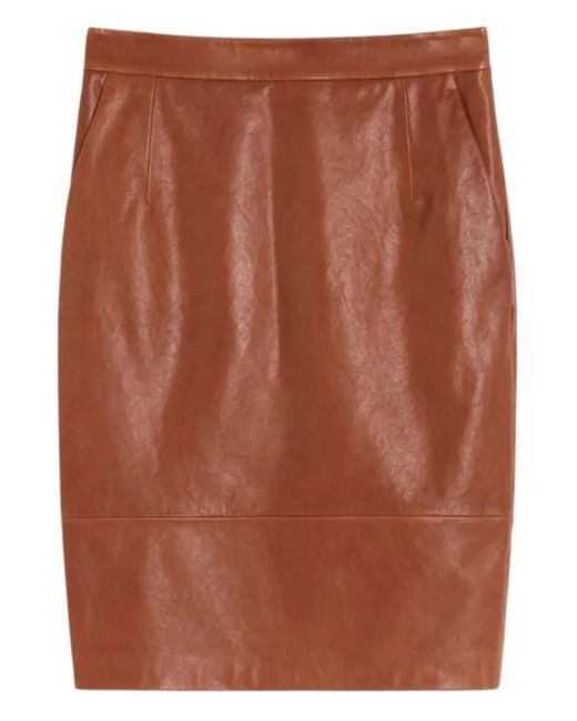 Weekend by Maxmara Midi-Rok Met Leren Vlakken in het Brown
