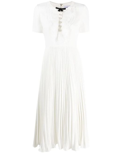 Self-Portrait White Lace Midi Dress