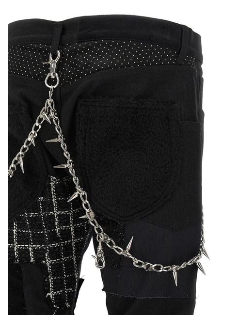 Junya Watanabe Blue Kilt-Panel Patchwork Jeans for men