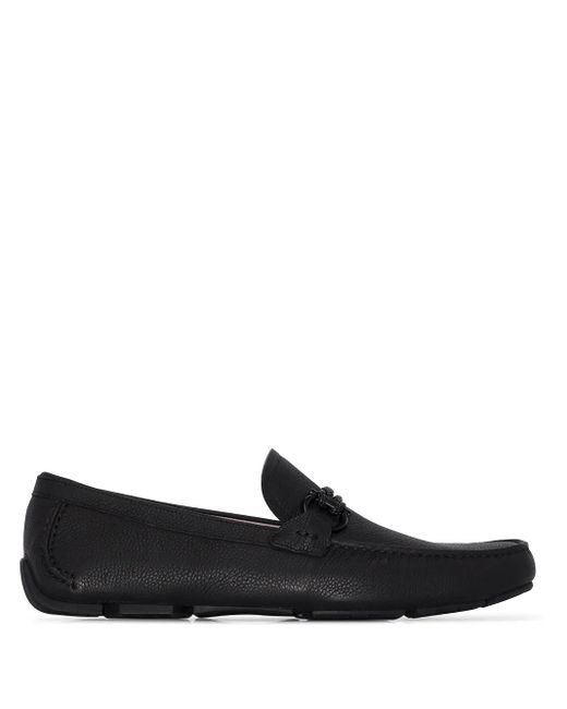 Ferragamo Black Gancini Driver Shoes for men
