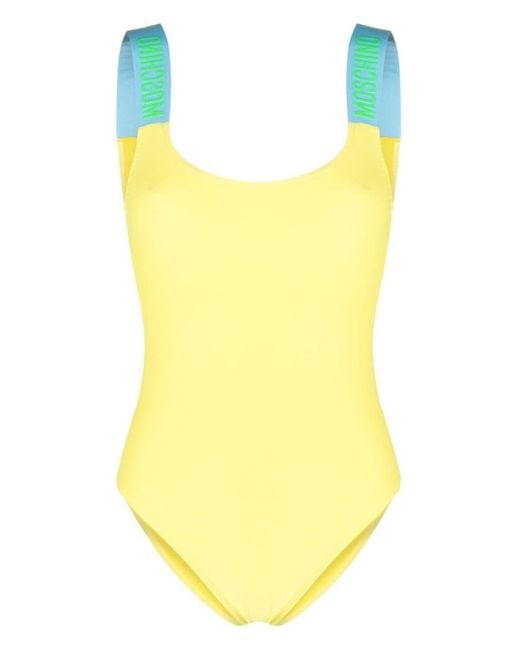 Moschino Yellow Colour-block Panelled Swimsuit