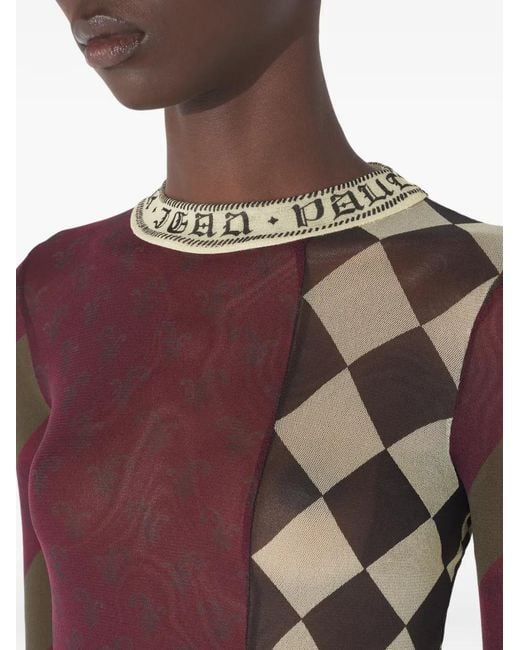 Jean Paul Gaultier Brown Patchwork Long-Sleeves Top