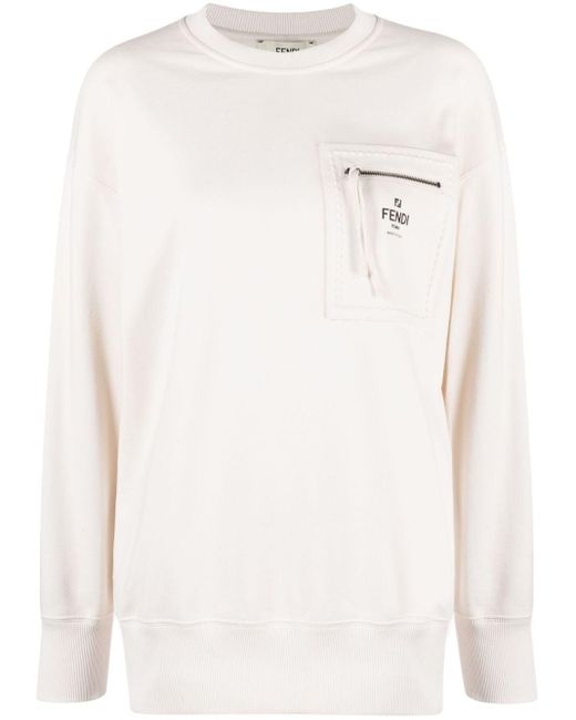 Fendi White Logo-print Cotton Sweatshirt