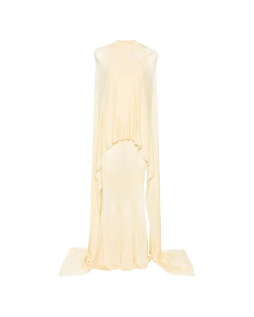 Self-Portrait White Cape-Detail Racer-Back Maxi Dress