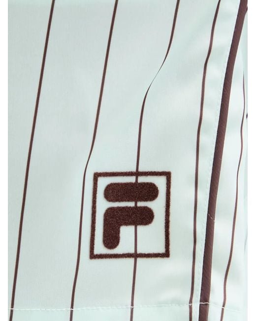 Fila Blue Coverciano Pinstripe-Print Logo-Patch Shorts for men