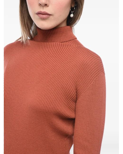 DSquared² Red Ribbed Wool Mini Dress