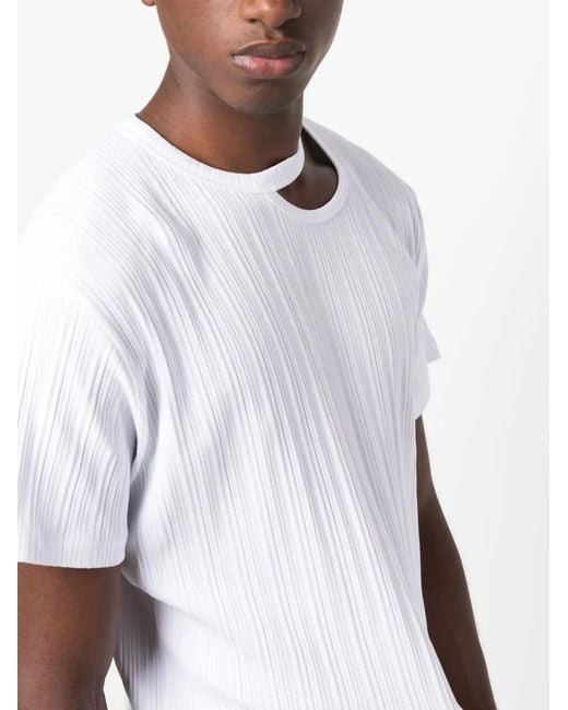 Louis-Gabriel Nouchi White Cut-Out Plissé Cotton T-Shirt for men