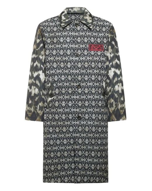 Pierre Louis Mascia Gray Ikat-Pattern Buttoned Coat
