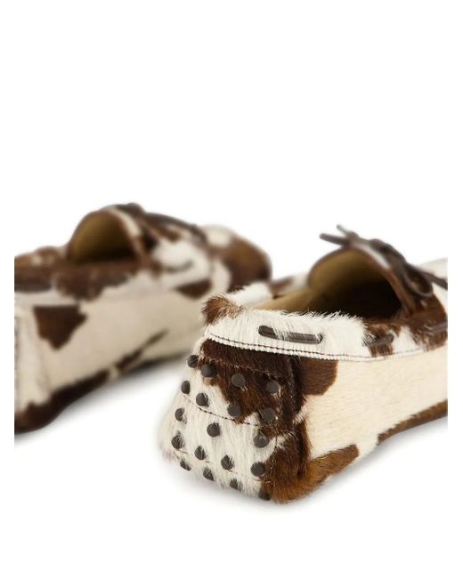 Le Monde Beryl Brown Driver Calf-Hair Loafers