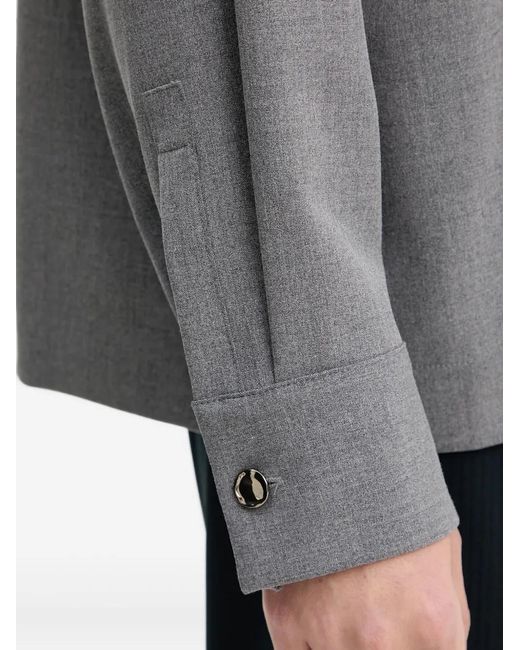 SIMONA CORSELLINI Gray Keyhole Turtleneck Top