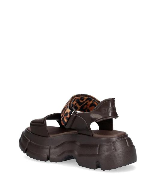 Melissa Brown Leopard-Print Touch-Strap Sandals