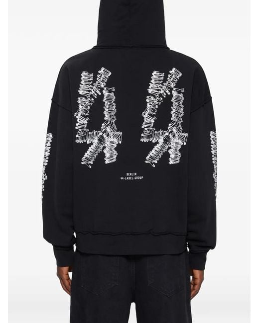 44 Label Group Blue Rear-Print Hoodie