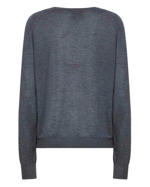 Loulou de Saison Blue V-Neck Cashmere Sweater