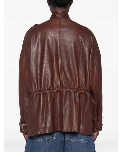 Giorgio Brato Brown Leather Zip-Up Jacket