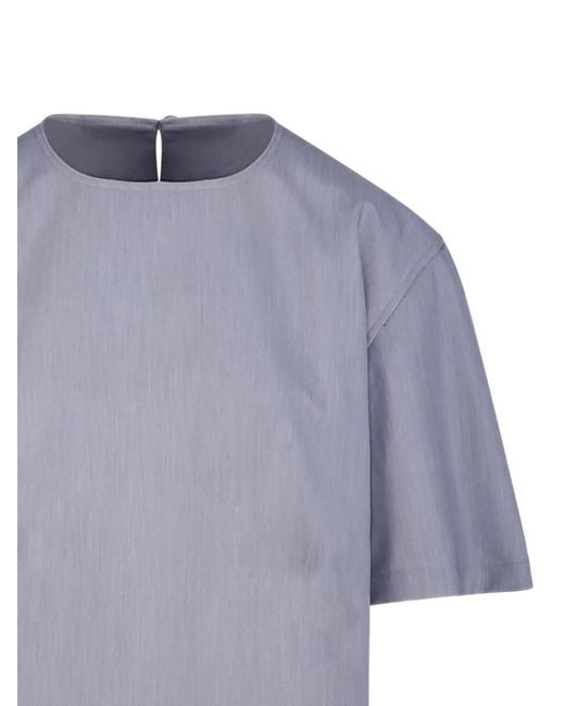 Thelatest Blue Short-Sleeve Blouse