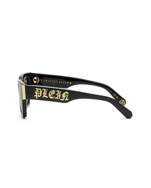 Philipp Plein Gray Logo-Plaque Square-Frame Sunglasses