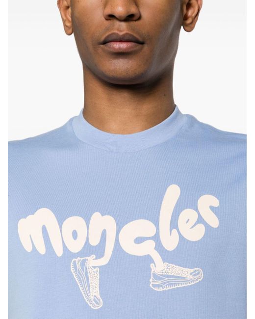 Moncler Blue Logo-print Cotton T-shirt for men