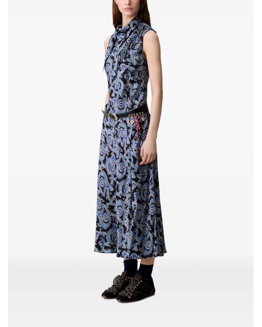 Claudie Pierlot Blue Paisley-Print Dress