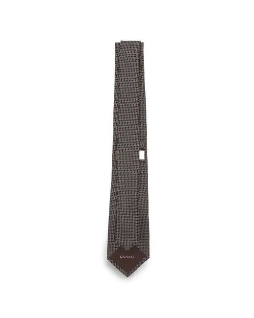 Canali White Geometric-Pattern Silk-Blend Tie for men